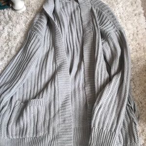 oversized gray cardigan